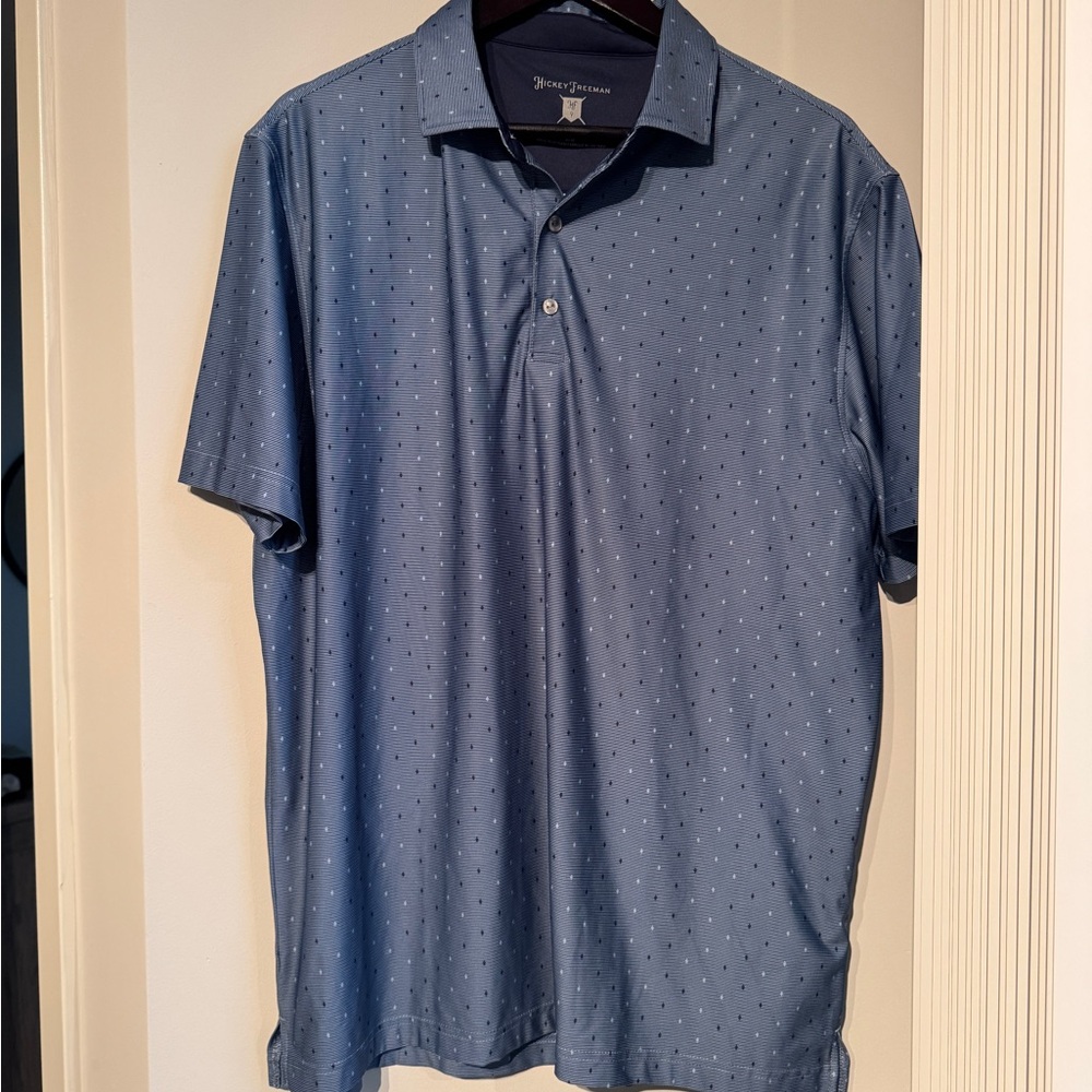 Hickey Freeman Blue Polo with Subtle Pattern